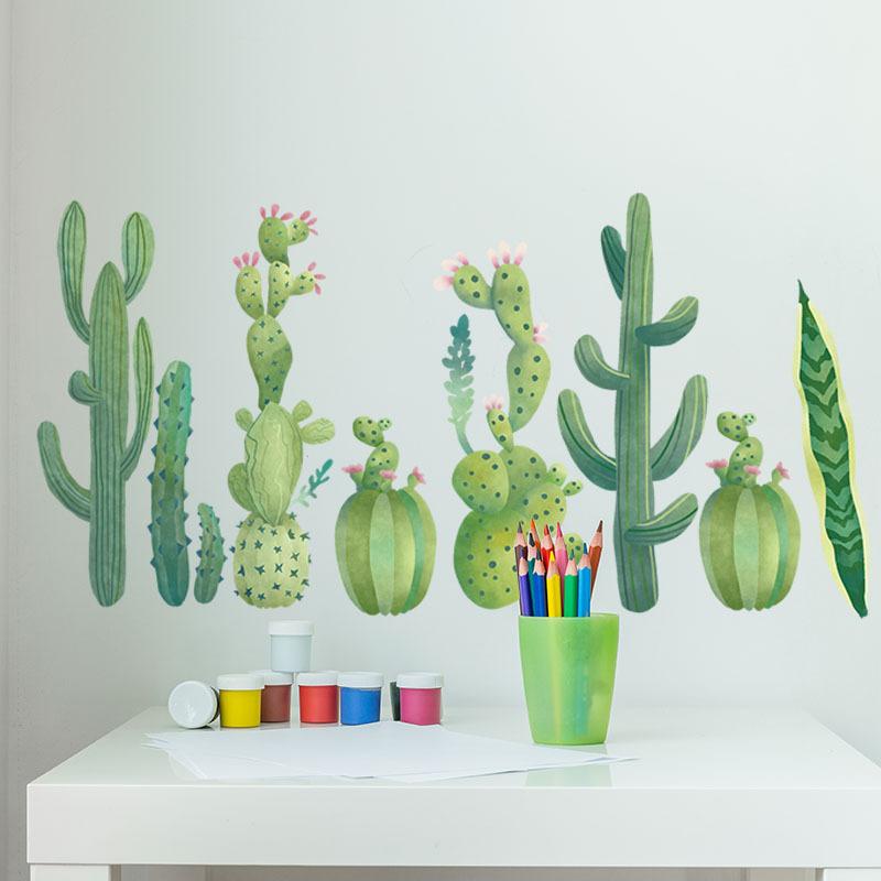 Nordic Tropical Cactus Removable Waterproof Wall Sticker for Skirting Board Creative Home Decor