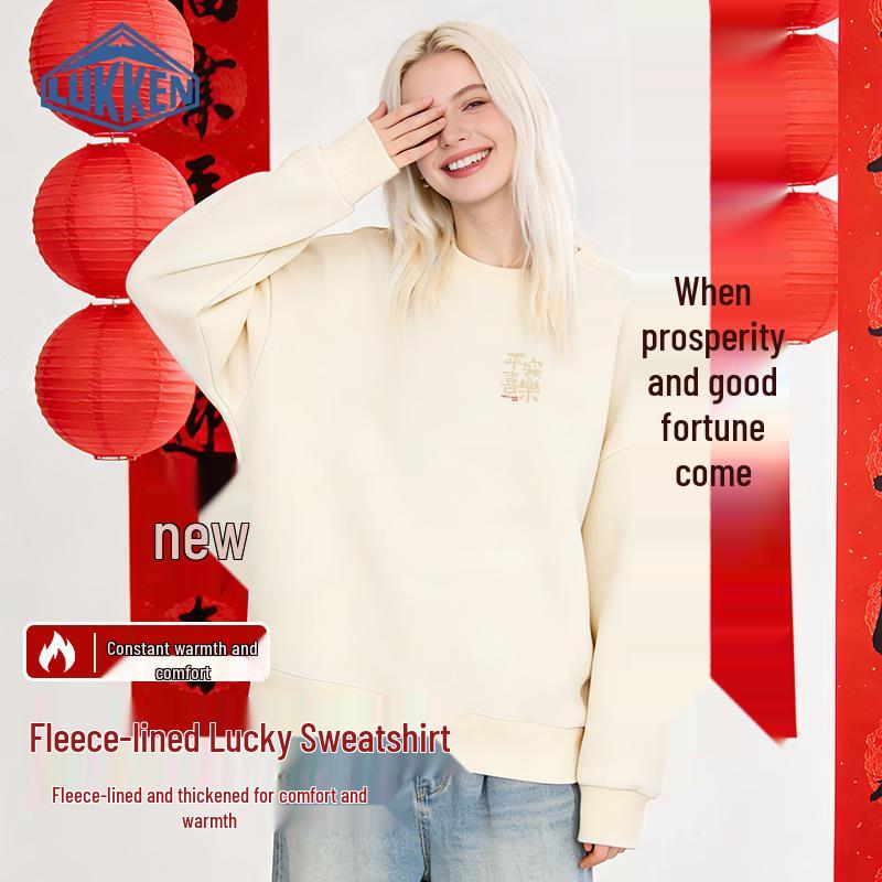 

LUKKEN Women s American Retro Joy & Peace Horse Fleece Sweatshirt M