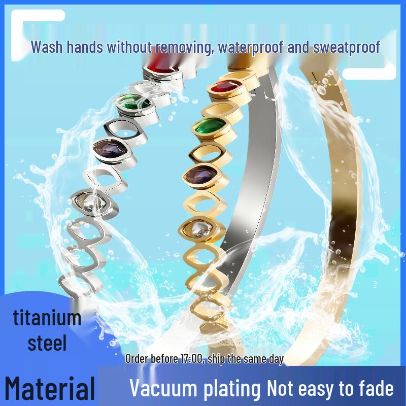 Elegant Gold-Plated Titanium Steel Women's Diamond Bracelet - Non-fading Jewelry