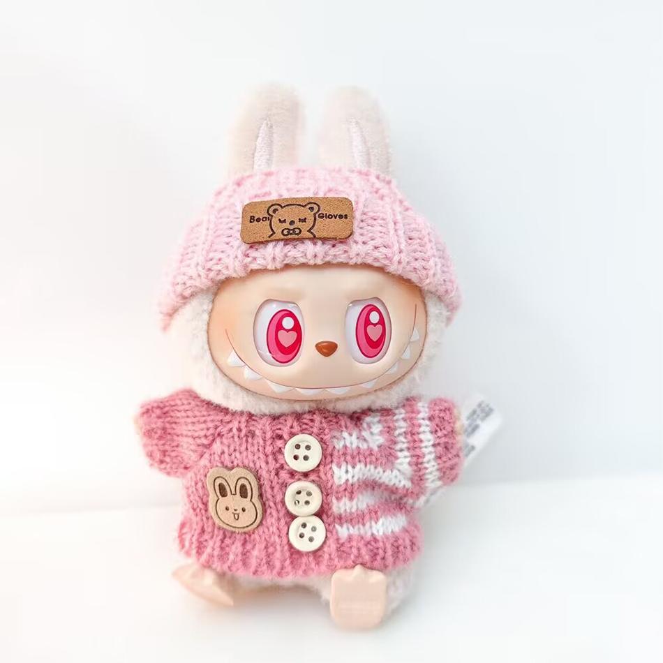 Doll clothes for Labubu Outfit V1 V2 V3 17cm Dolls Sitting Accessories Glasses Clothing Designer Gift Sweater Hat Bag Set