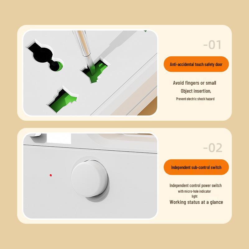 European Standard Compact Russian Power Strip with USB & Switch Extension Cord