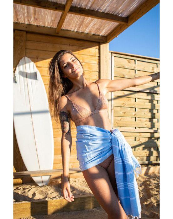 Fouta - LESTOFF - MAYA - 100% coton bio - 95 x 180 cm - Finition franges nouées