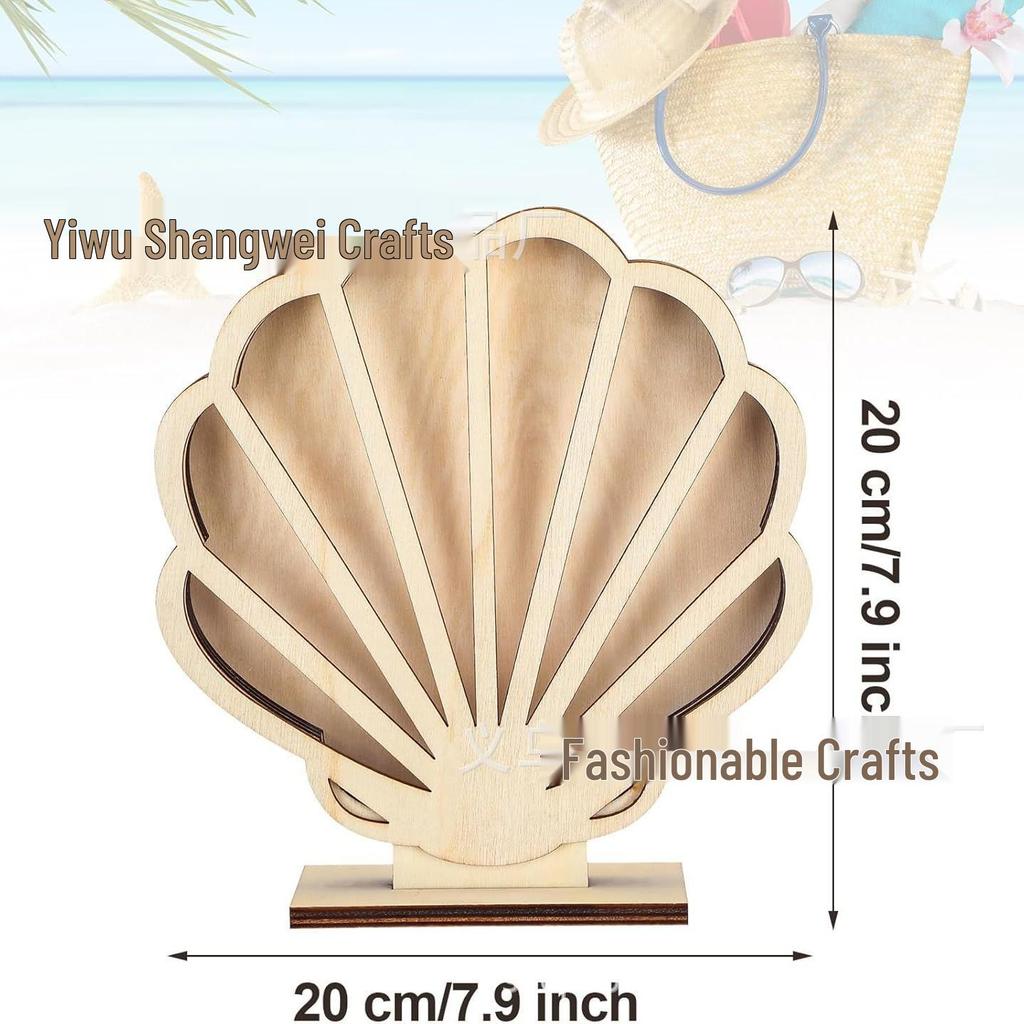 Seashell Storage & Display Box: Wooden Tray with Transparent Conch Design