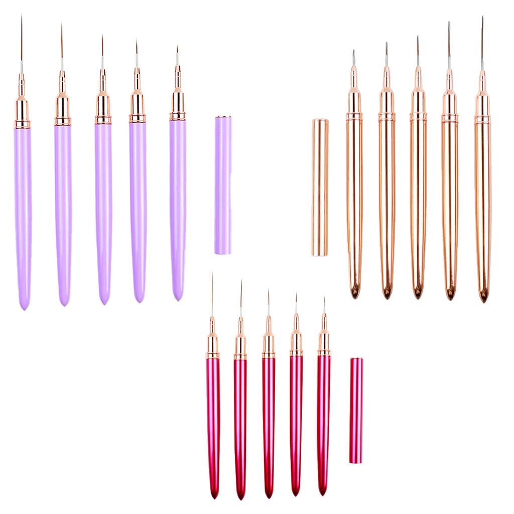 5Pcs Liner Brush for Nails Nail Arts Brushes Professional Nail Detail Brush
