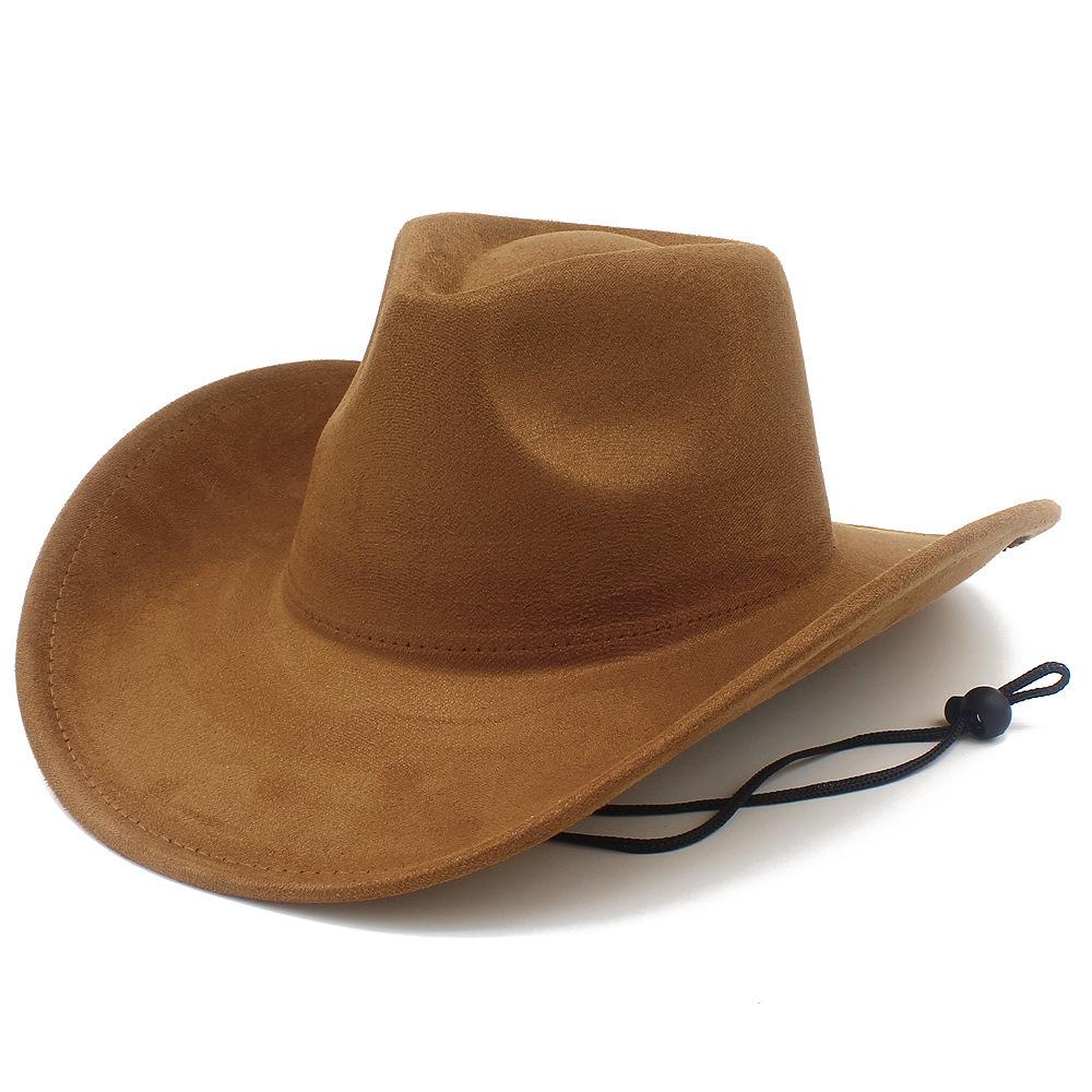 Retro British Style Western Cowboy Hat Fashionable Warped Edge with Windbreak Rope Tibetan Top Hat Men's and Women's Outdoor Mountaineering Hat