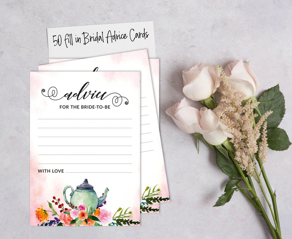 Inkdotpot Tea PartyA Advice And Wishes Set Of 50 Bridal Shower Advice Game