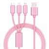 2m 3-in-1 Braided Charging Cable for Apple, Type-C, Huawei, Android; 1.2m Extension, 3-Head Design