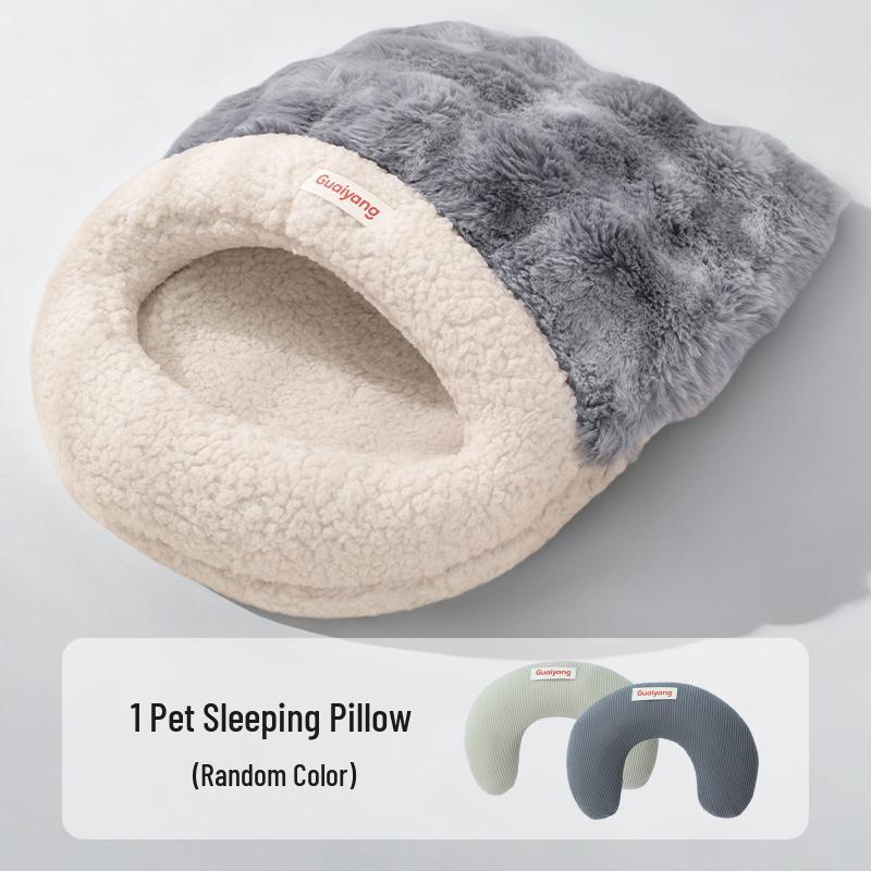 Cozy Semi-Enclosed Cat & Dog Sleeping Bag Bed - Winter & All-Season Use