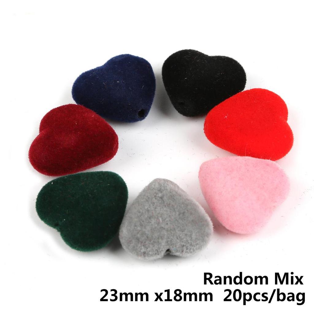 10/20Pcs Acrylic Velvet Heart-shaped Pendant Charm For Jewelry Making DIY Earring Accessories