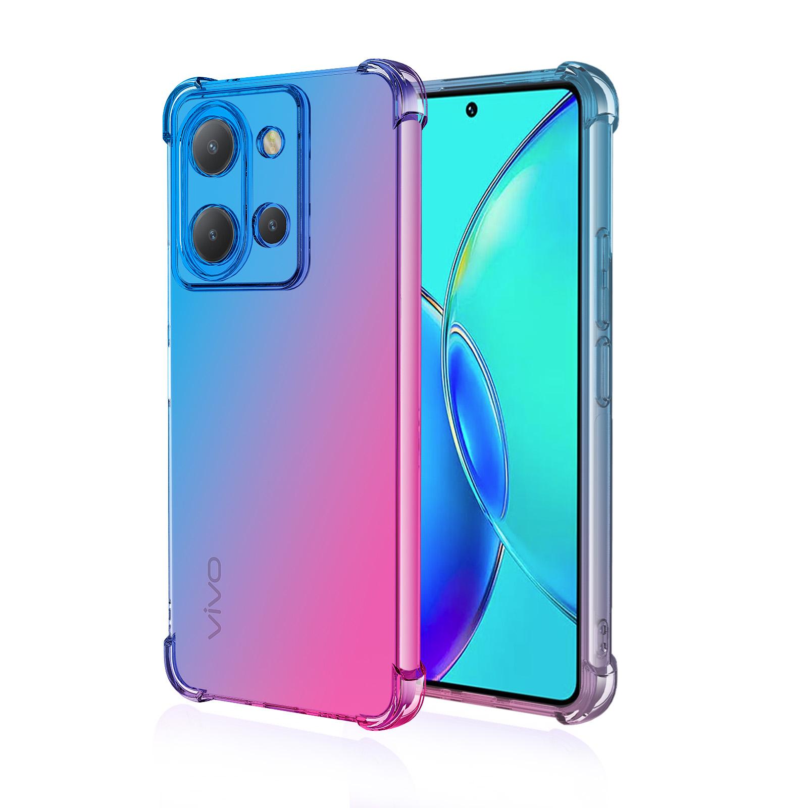 

Прозрачный милый чехол для телефона с градиентом, тонкий, против царапин, гибкий чехол из ТПУ, противоударный защитный чехол для Vivo Y11s Y12a Y16 Y20g Y22s Y30 Y33s Y35M + Y38 Vivo Y36 4G(Not Vivo Y36 5G) синий/розовый