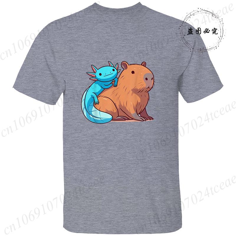 Axolotl-Gaming Anime Men's Women T-shirts Funny Graphic TShirt Tops  O Neck Short-sleeved Tops Summer Korean T Shirt Unisex Tees