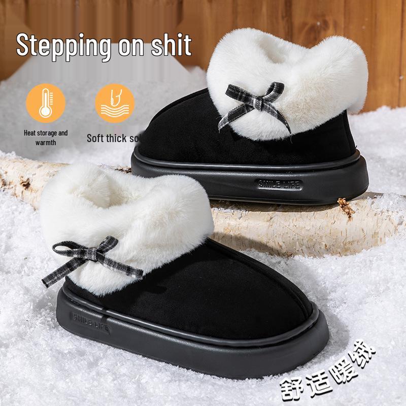 

2025 Женские однотонные нескользящие легкие хлопковые ботинки - Толстая подошва, теплые осенне-зимние унисекс короткие ботинки 40-41 [fits 39-40] чёрный