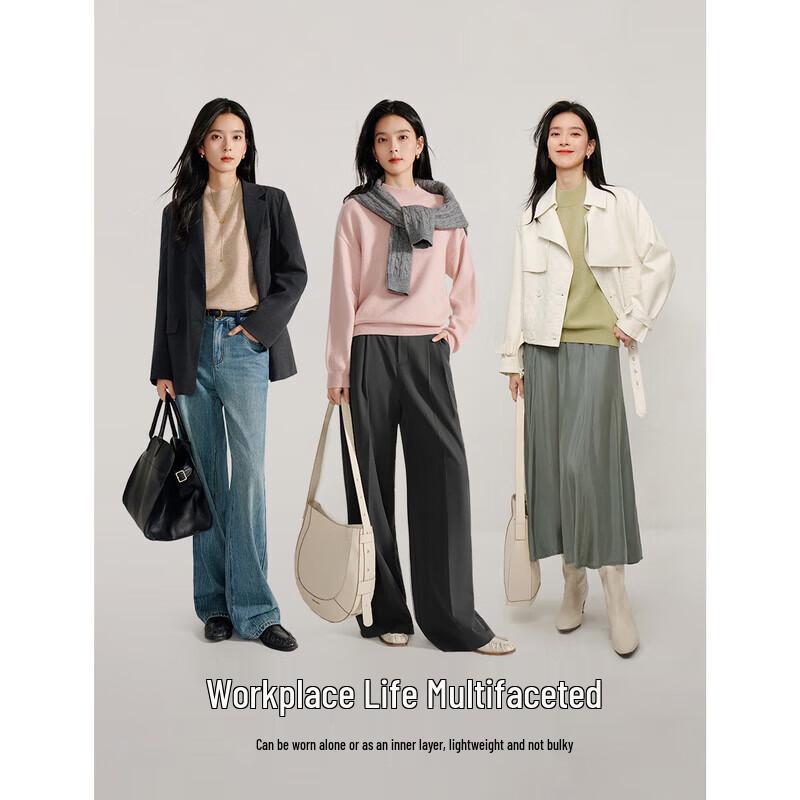 INMAN Women's Merino Wool Long Sleeve Knitted Sweater