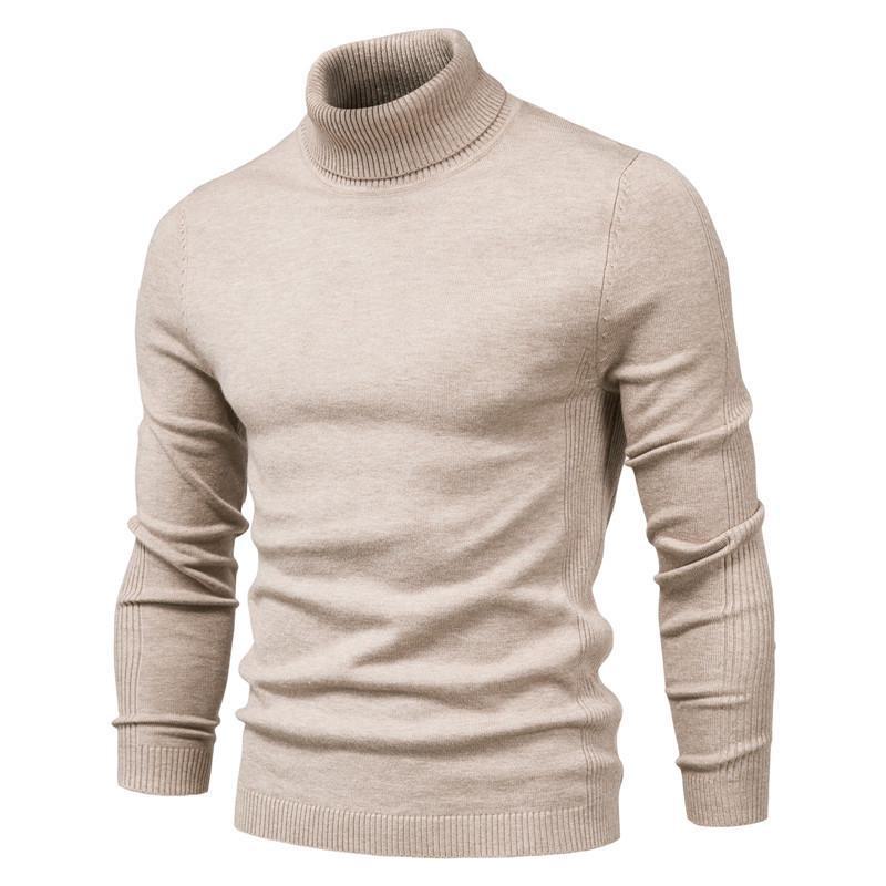 Men's European and American Autumn/Winter Slim High Collar Casual Knit Sweater