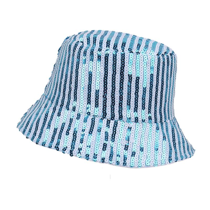 Modny kapelusz rybacki w paski z cekinami dla dzieci, wszechstronny kapelusz przeciwsłoneczny na zewnątrz, dekoracja sceniczna