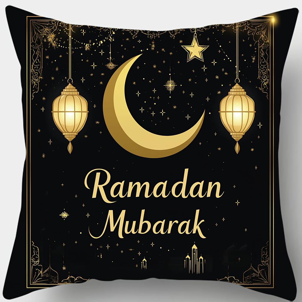 1/4pcs Ramadan Mubarak Themed Pillowcases Sofa Cushion Cover Islamic Muslim Home Decoration