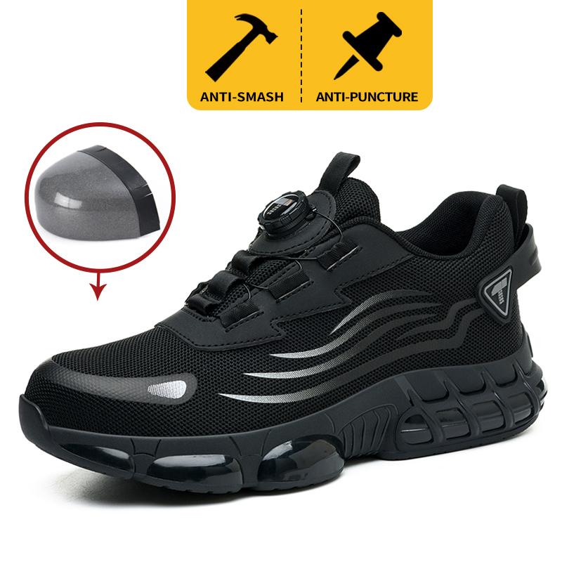 Rotary Button New Safety Shoes For Men, Anti-Impact And Anti-Piercing Work Shoes, Fashionable Men'S Sports Shoes, And Safety Pro