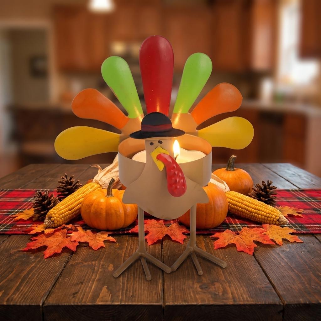 Turkey Tealight Candle Holder Table Centerpiece Thanksgiving Home Decor Candle Stand for Dining Room