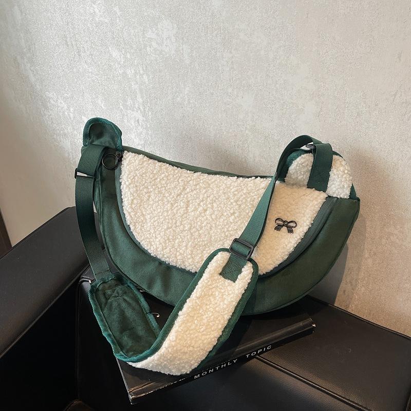 

Плюшевая сумка-пельмень большой вместимости женская новая популярная универсальная сумка через плечо и мессенджер для осени и зимы, сумка для поездок на работу зелёный