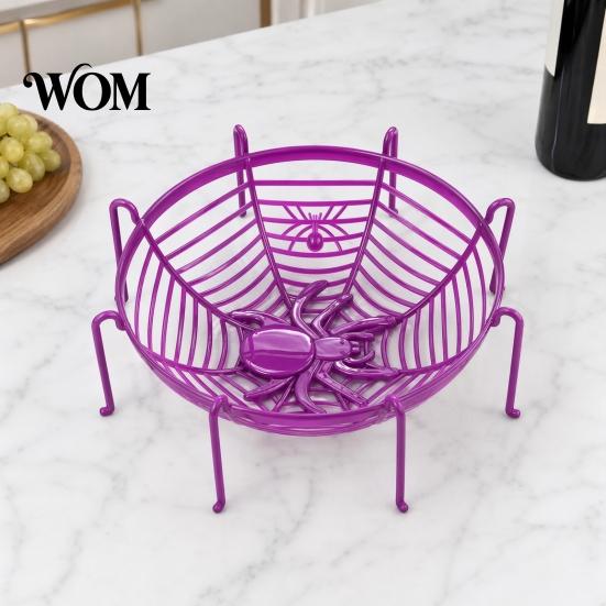 Spinnennetz Süßigkeitenschale Halloween Korb, Kunststoff Spinnennetz Design Obst Servierschale, Auffällige Dekoration für Leckereien oder Trick-Halter für den Esstisch,