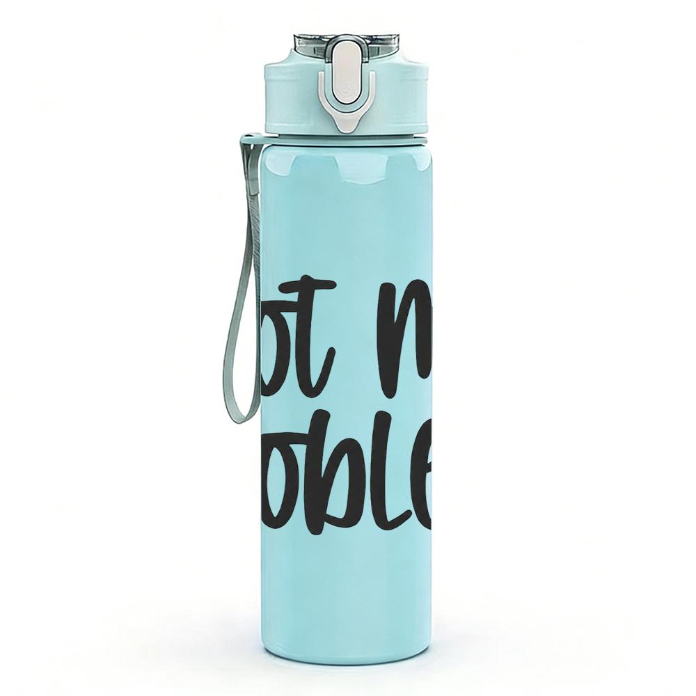 1PC Not My Problem Simple Text 750ml Color Plastic Sports Water Bottle Leakproof Flip Straw Lid Suitable for Sports Office Home Use