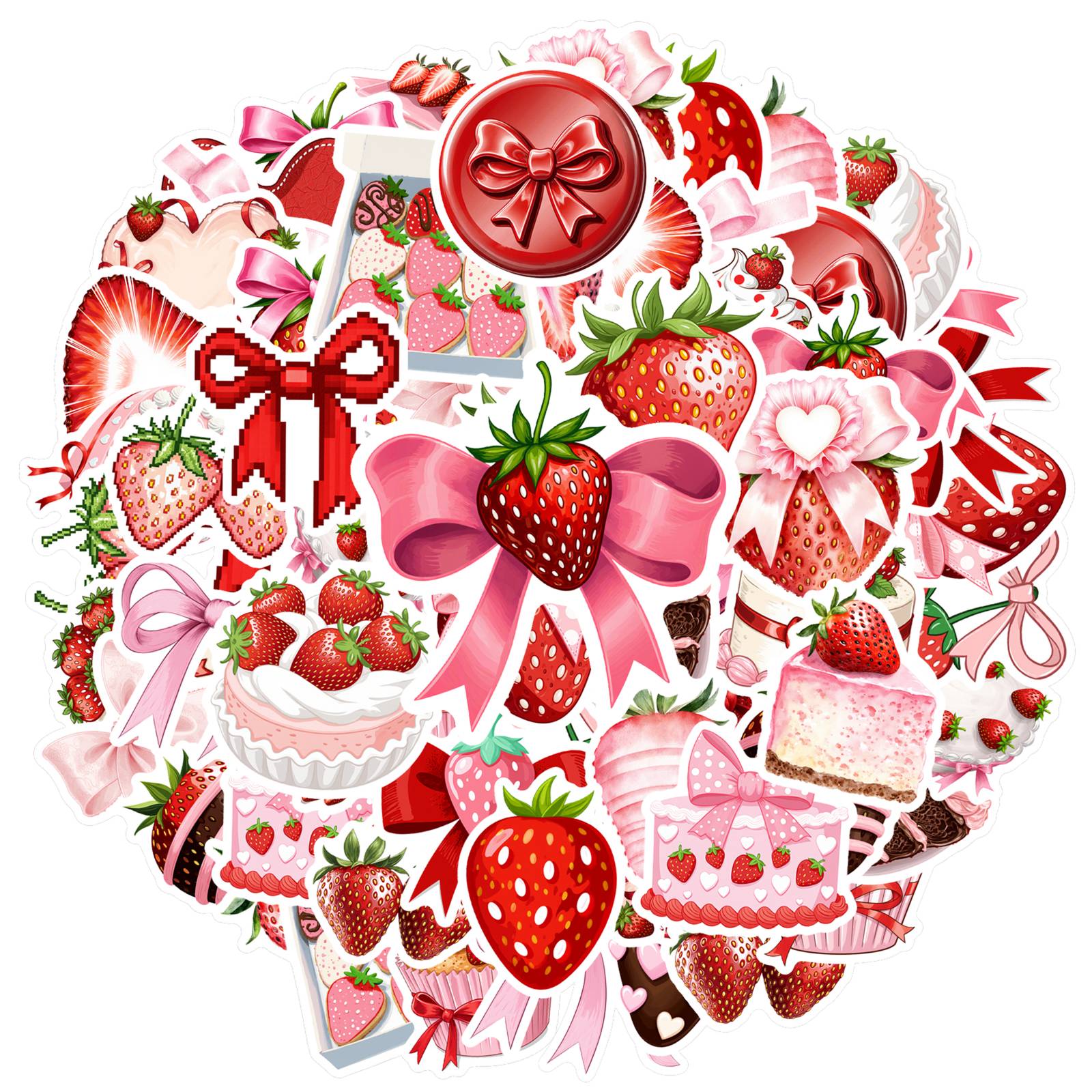 

35pcs Cartoon Strawberry Stickers Romantic Love Stationery Stickers Stickers For Notebook Luggage Mobile Phone Cup DIY