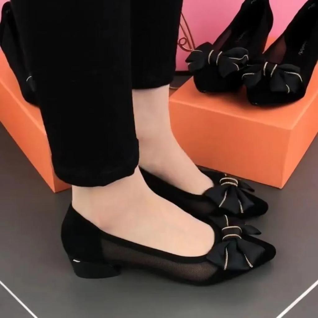 sapatos femininas women cute pointed toe black mesh breathable slip on square heel shoes lady cool comfy shoes ab536