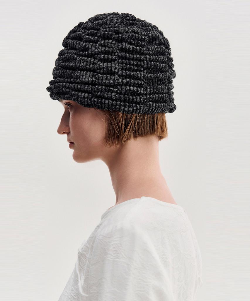 Kimjisu Melange Ruched Beanie _ Black