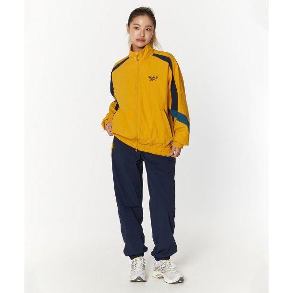 Reebok Legend Warm Up Outdoor Casual Sports Zip Collar Windbreaker Unisex Outerwear Yellow Dark-Blue REJU4EJ13Y3