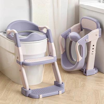 Siège de Toilette pour Enfants Escalier Réglable Toilette pour Bébé Pliant Support Marchepied Anneau de Siège de Toilette avec Coussin Antidérapant pour Garçons Filles