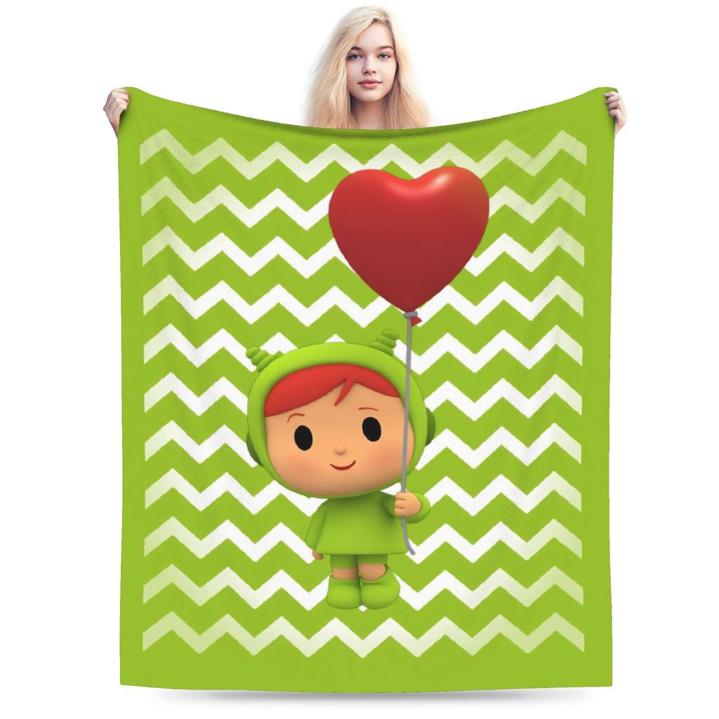 P-POCOYO Warme Weiche Decke Mädchen Jungen Plüsch Überwurfdecke Druck Wohnzimmer Flanell Tagesdecke Sofa Bettbezug