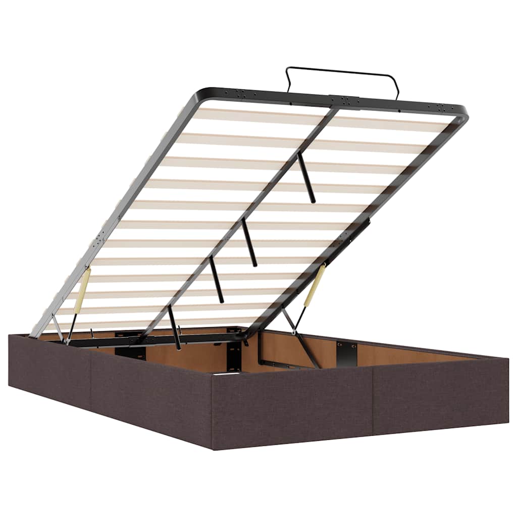 Ottoman Bed with Mattress Dark Brown 120x190 Cm Fabric