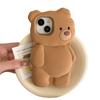 Cute 3D Cartoon Bear for Back Covers Foriphone 13/14/15/16 Soft Silicone Shockproof Mobile Phone Case