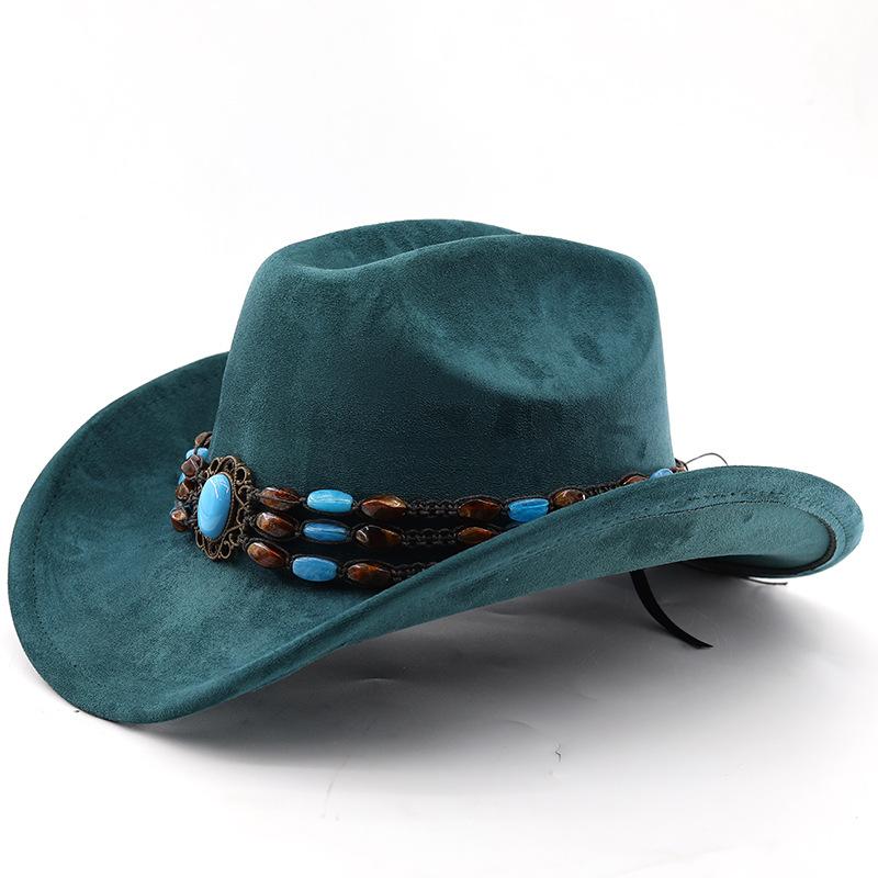 Suede Horse Riding Western Cowboy Hat For Men And Women Outdoor Travel Hat With Rolled Brim Ethnic Style Top Hat Felt Hat