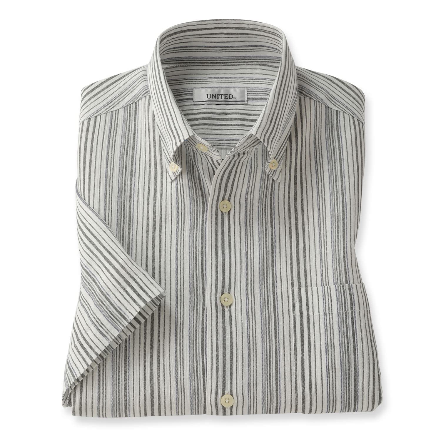 

сделано в Такасима Чидзими белая [UNITED] Рубашка с коротким рукавом, Япония, мужская, на пуговицах, (JP, алфавит, LL, серый)