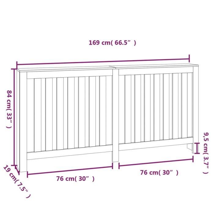 Cache-radiateur en bois massif de pin - VidaXL - 169x19x84 cm - Étagère pratique - Design moderne à lattes