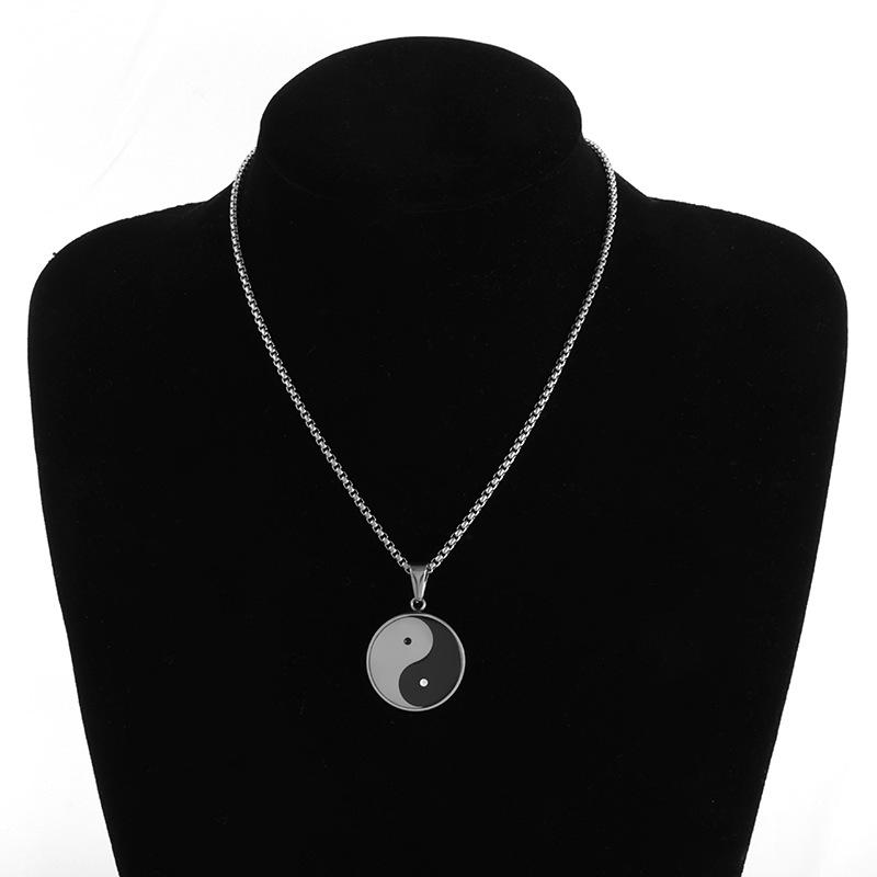 Chinese Style Tai Chi Yin Yang Mens Pendant Necklace Made of Stainless Steel for Casual Wear