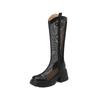 Thin thick-soled boots women's leather mesh muffin and knee cool boots 2025 new summer hollow high-heeled high boots