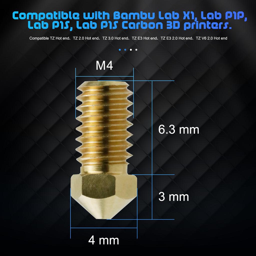 5/10pcs Brass Nozzle For Bambu Lab A1/ A1 Mini, 0.2 0.4 0.6 0.8mm 3D Printer Accessories for Bambulab A1 Mini 3d Printer