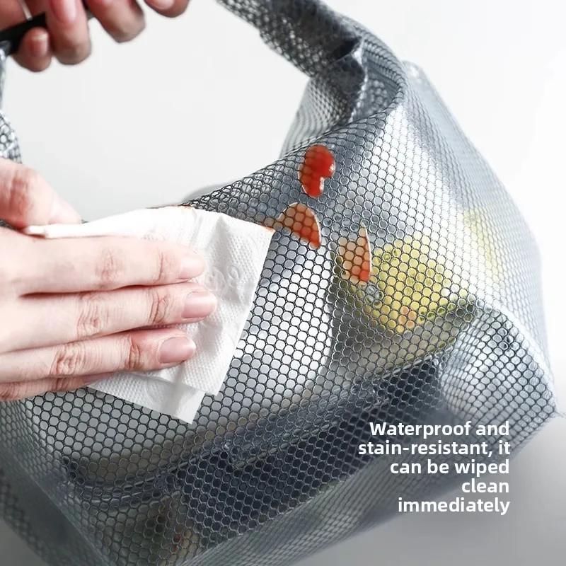 Large Capacity Mesh Storage Bag Portable Snap-button Wash Makeup Handbag Waterproof Toiletry Bath Organizer for Travel Swimming