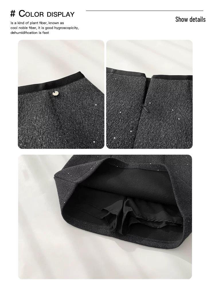 Korean Style Woolen Sparkling Skirt for Women — Autumn/Winter Petite Short Skirt