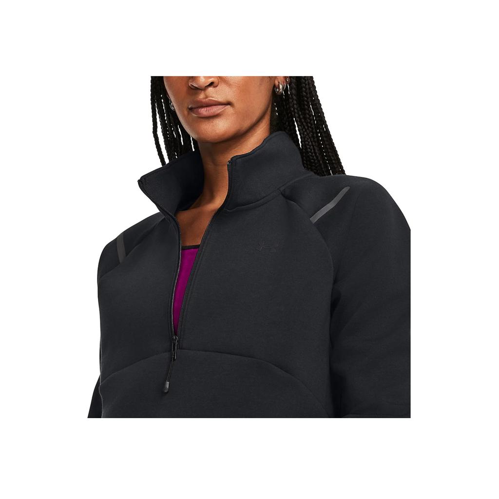 Under Armour Unstoppable Solid Fleece 1/4 Zip Short Sports Hoodie Women Hoodies Black 1379844-001