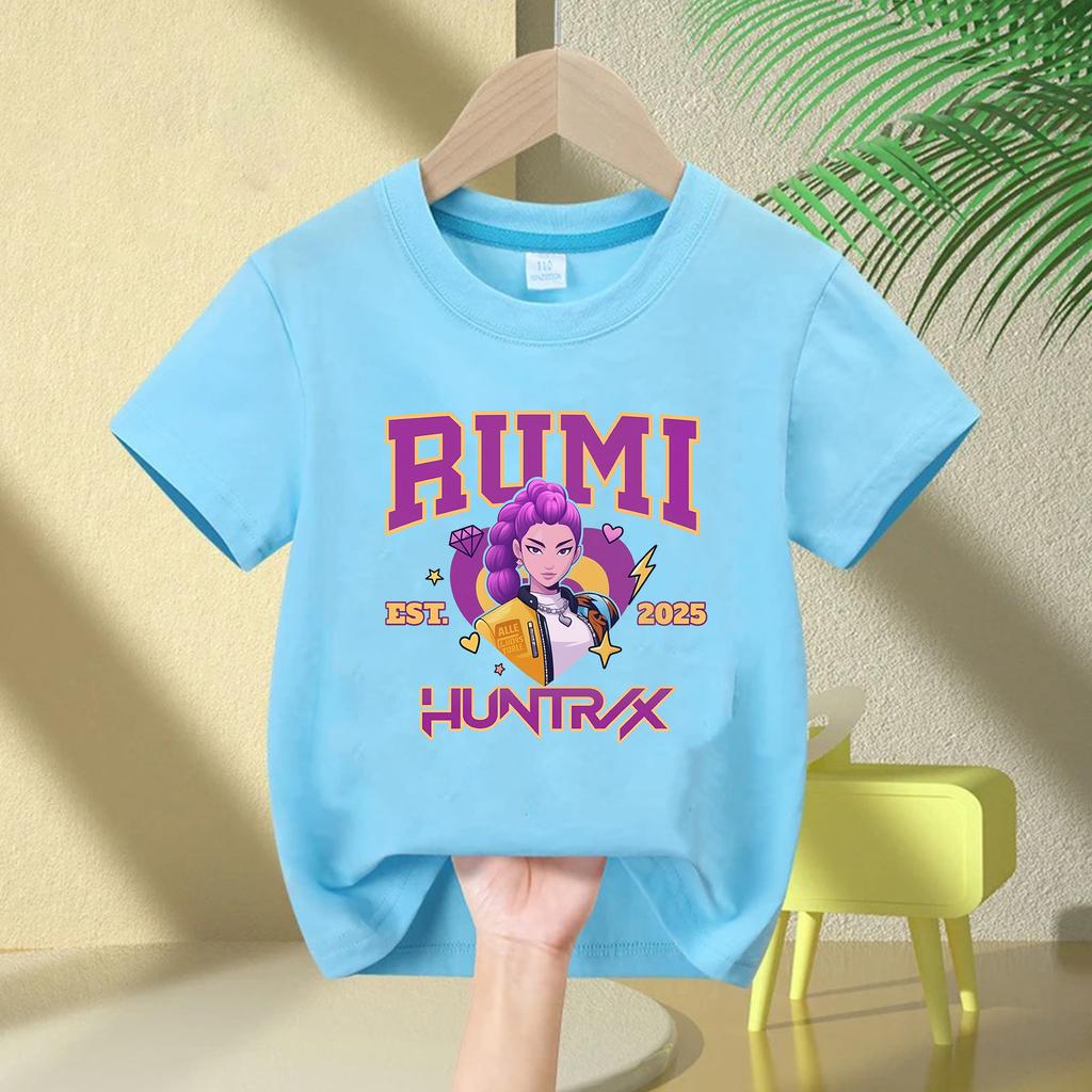 Soft Cotton T-Shirt for Girls, 2026 Movie Design,Children's Clothing,Gifts for K-Pop Demon Hunters Fans, Fashionable Casual Tops