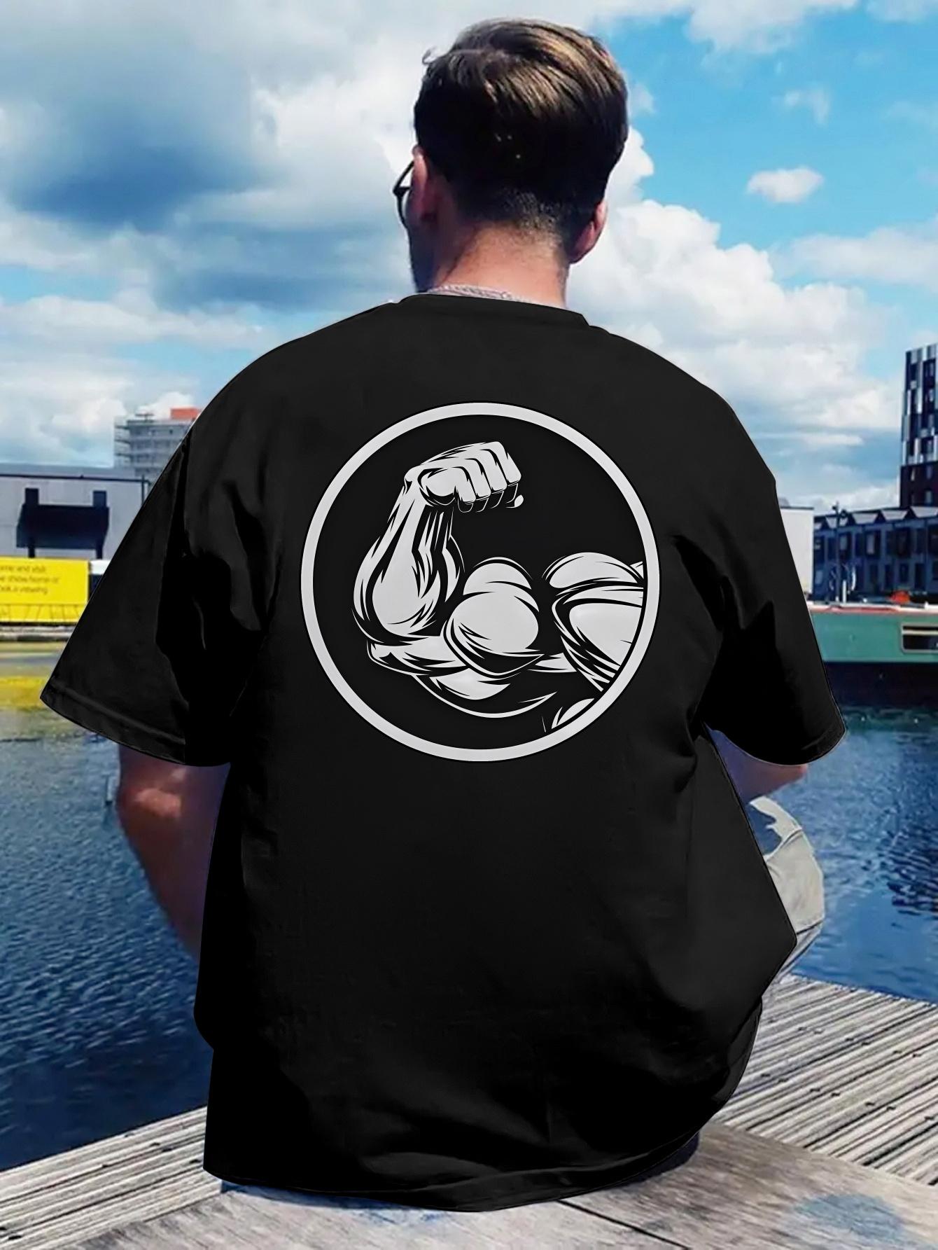 Inspirational Muscle Graphic T-shirt - White Short Sleeve Crew Neck XXXL