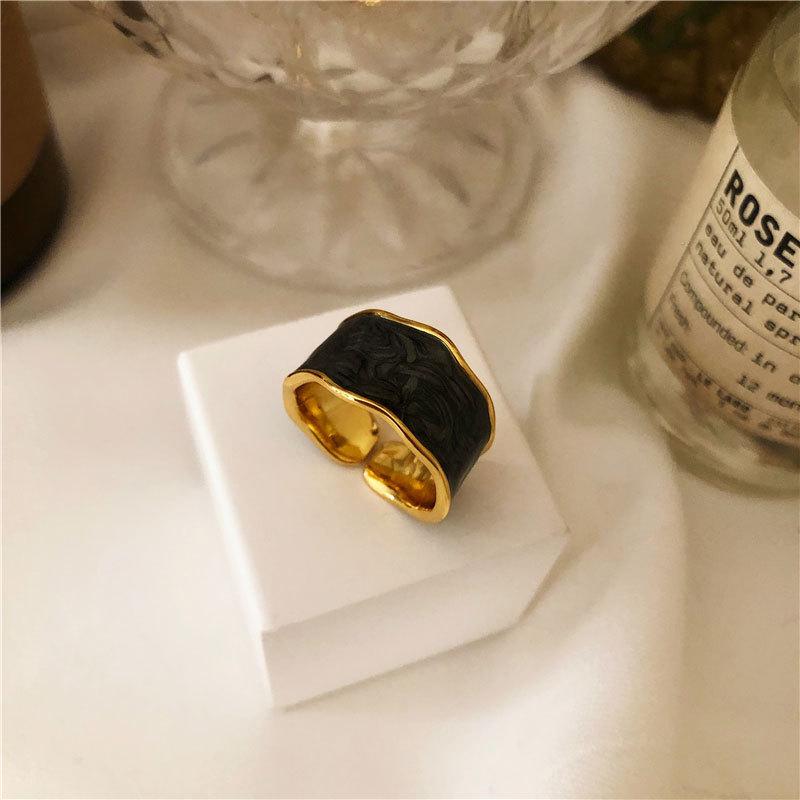 S925 Korean Fashion Enamel Drip Glaze Ring - Cool Style for Women & Students