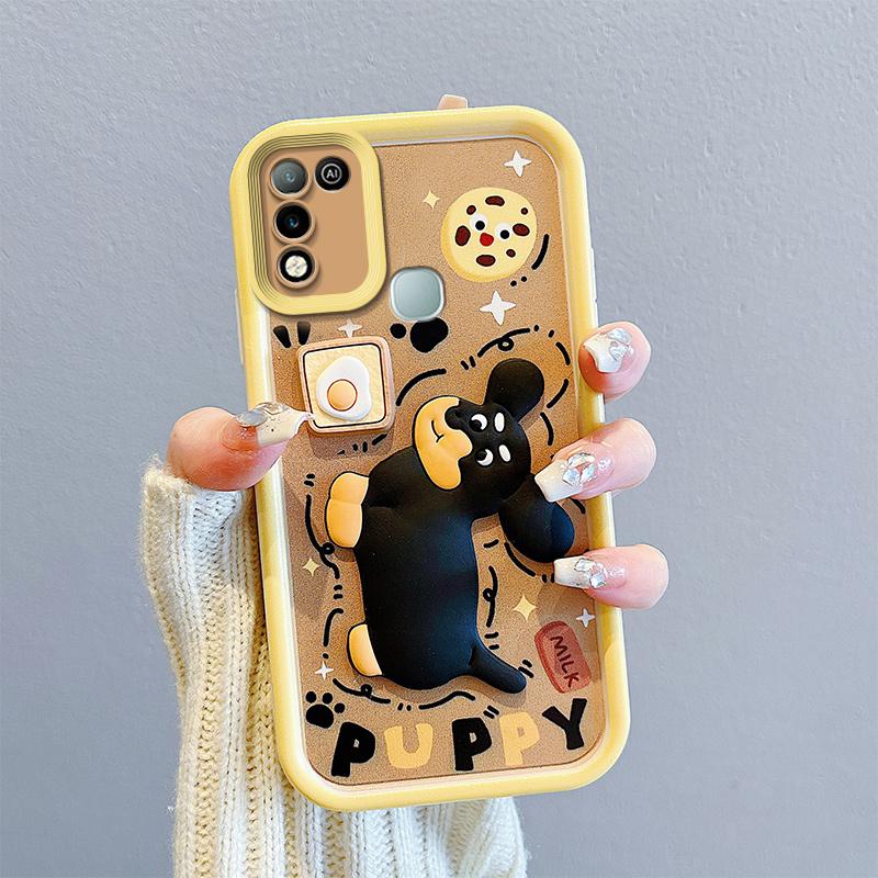 KEYSION Shockproof Case for Infinix Hot 11 Play with Lanyard Silicone Cute 3D Cartoon Doll Phone Cover for Infinix Hot 9 10 Play