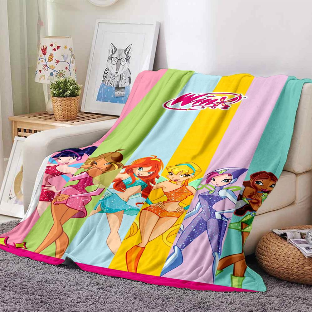Winx Club Theme Printed Blanket - Perfect for Couch, Bed, Travel & Outdoor Use | Machine Washable, Cozy & Durable.