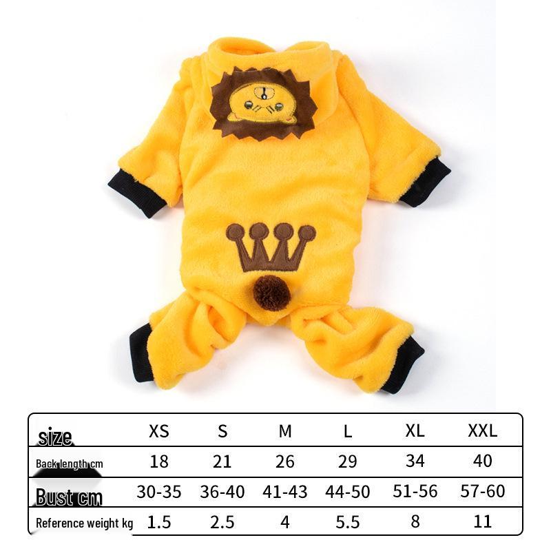 Pet Clothes for Cats and Dogs: Warm Coral Fleece Tiger & Dinosaur Costumes for Autumn and Winter