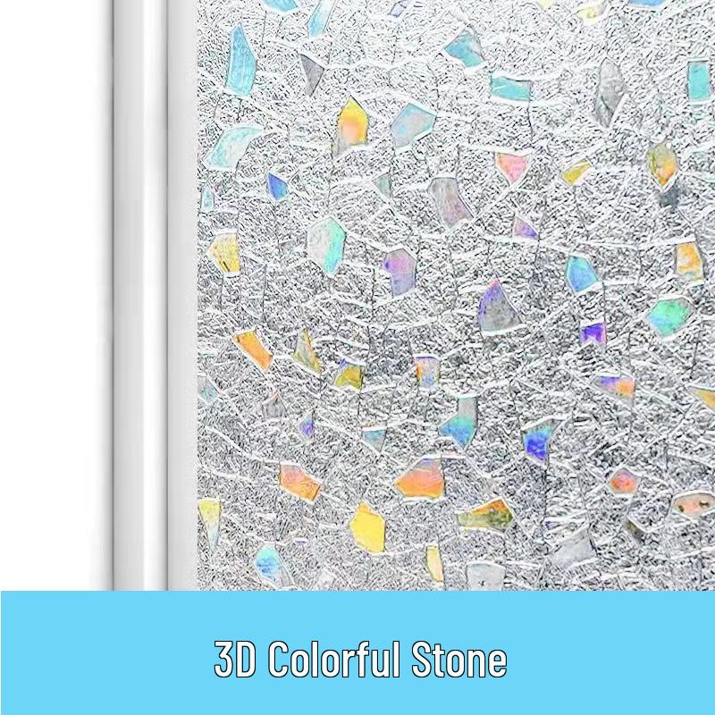 Iridescent Tulip Static Cling Window Film - Frosted Sunshade & Heat Insulation