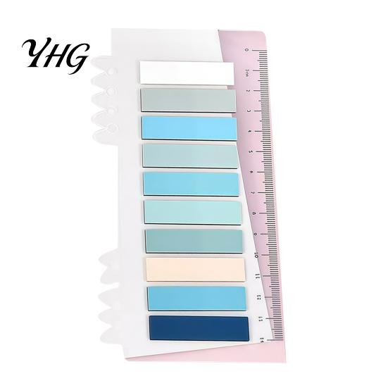 Planner Accessories for Organization Index Sticker Tabs with Built-in Scale Ruler, Morandi Color Transparent Adhesive PET Page Markers, Compact